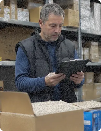 кладовщик проверяет наличие