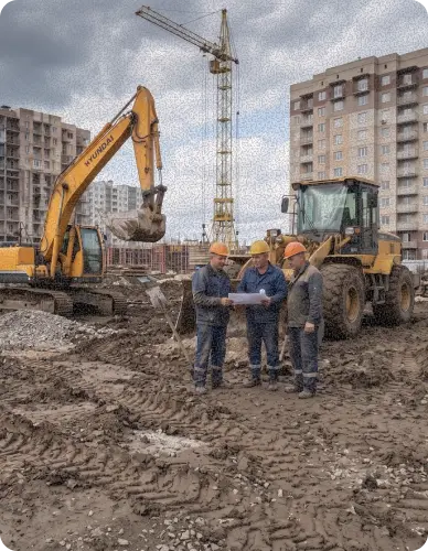 строители на стройке